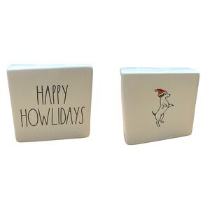 Rae Dunn Happy Howlidays Holiday Christmas Dog Desk Paper Weight New